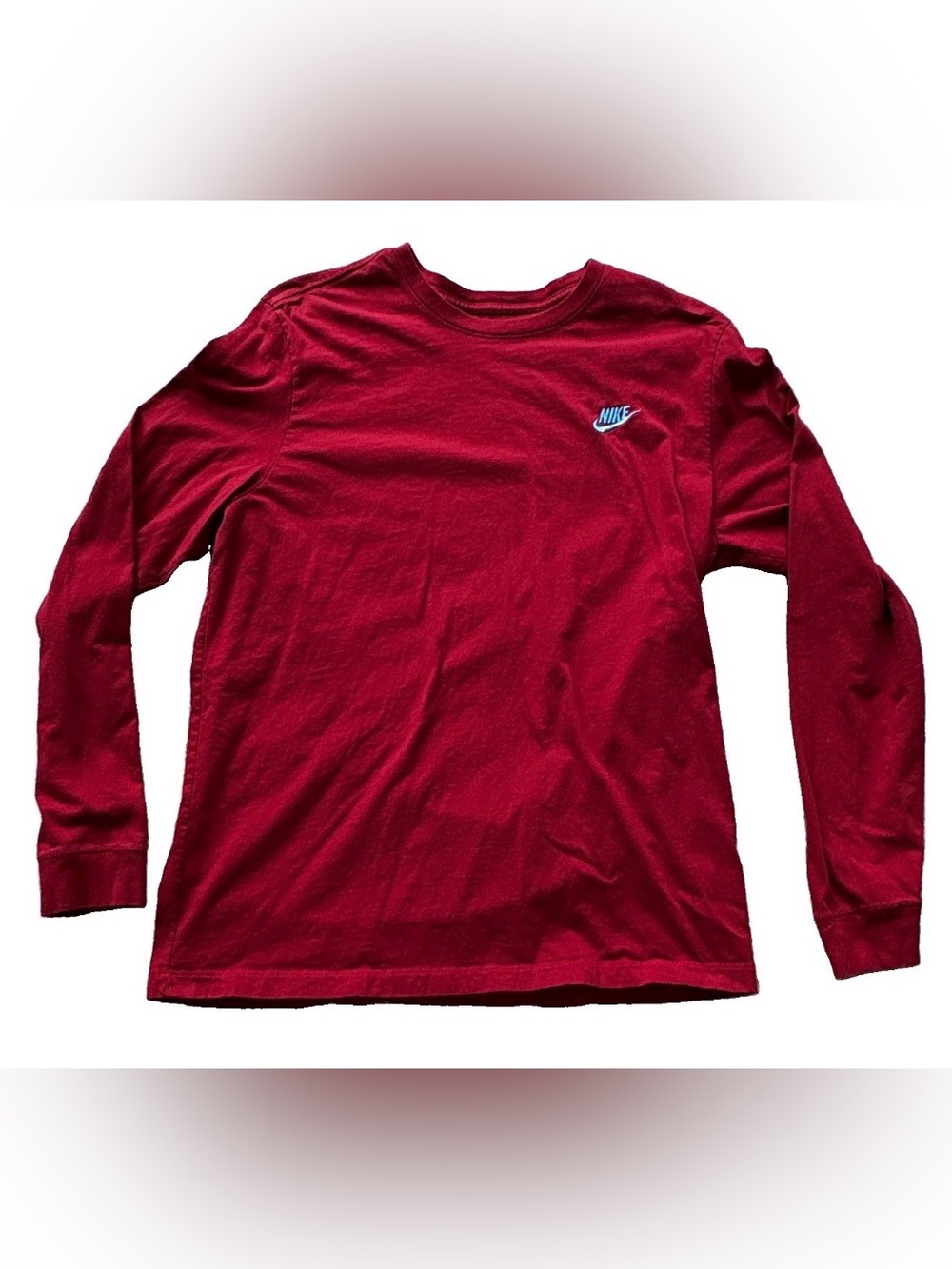 Nike The Nike Tee Sportswear Men's Red XL Long Sleeve Crew Neck Logo T-Shirt